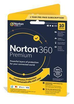 Norton 360 Premium 10 zařízení na 1 rok + 75GB Cloud + faktura
