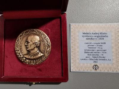 Velká Ms medaile ANDREJ HLINKA 1939/2021 č. 70, jen 70 ks, KREMNICA