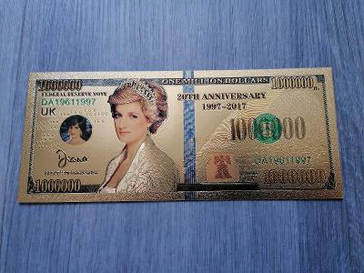 BANKOVKA 1 MILION DOLLARS princezna DIANA - Sleduj další aukce od 1kč