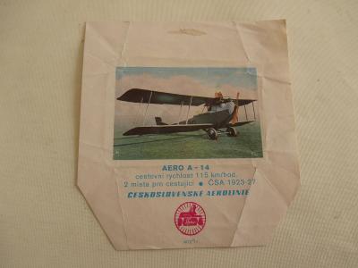 Starý obalový obrázek od čokolády Sfinx Aero A - 14 ČSA ČSSR 