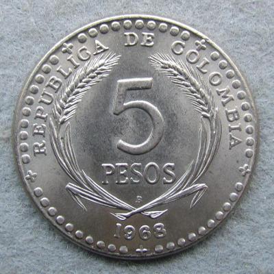 Kolumbie 5 pesos 1968 