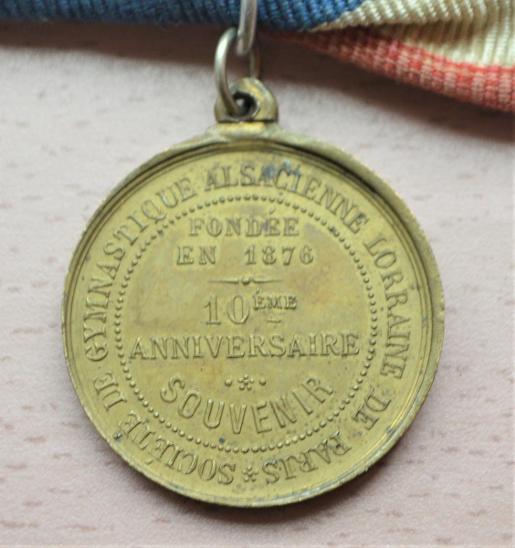 Medaile Francie 1876- Societe Gymnastigue Alsacienne Lorraine de Paris