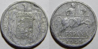 Španělsko 10 Cents 1945 VF č32282