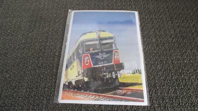 L. Plechový obraz pohlednice - Lokomotiva 14,5 x 20,5 cm