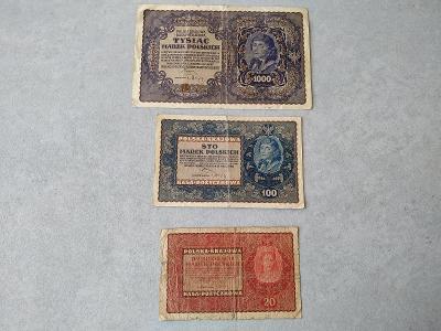 Bankovka stará bankovka  Platidlo Sbírka   Peníze 1000 100 20 Polsko