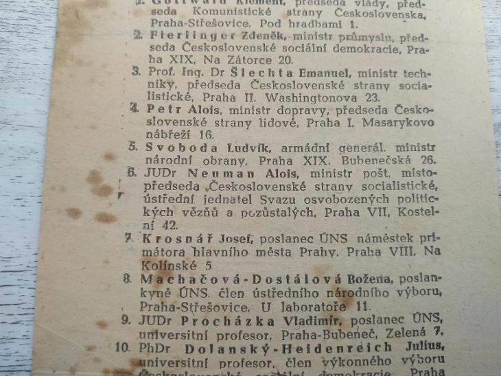 Reklama Doklad Kandidátní Listina Gottwald President Svoboda KSČ 1948 - Starožitnosti a umění