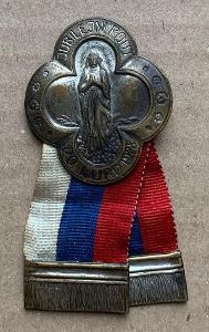 Starý odznak 1928 Jubilejní ČSR pouť Lurdy řád vyznamenání český text 