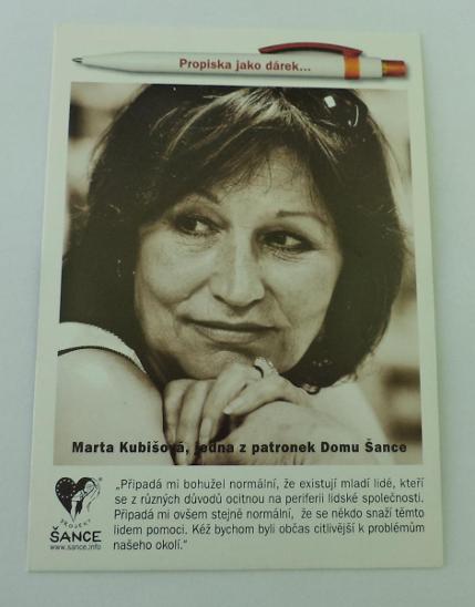 Marta KUBIŠOVÁ - zpěvačka - charitativní pohlednice - Pohlednice osobností