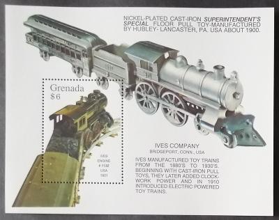 Grenada 1992 Bl.312 6€ Vlaky a lokomotivy světa, modely vláčků