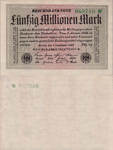Německo 50 000 000 Mark; 01.09.1923; VF; Pick#109c