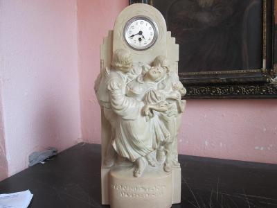 Figurální keramické sousoší- hodiny Bechyně 47cm !!!