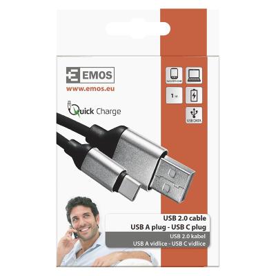 USB kábel 2.0 A/M - C/M 1m čierny. Nový.