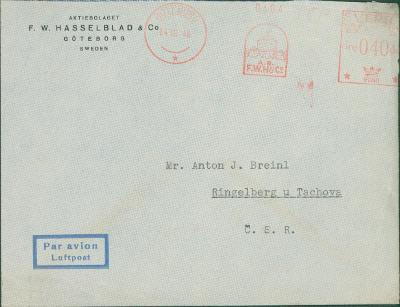17B1419 Dopis Göteborg A. Breinl Tachov franko zapl. na poště - vzácné