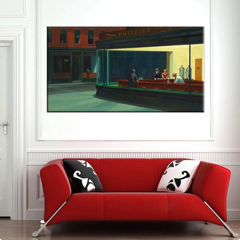 REPRODUKCIA obraz plátne Edward Hopper Nočné vtáky Nighthawks 120x60 - Umenie