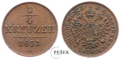 🔥 (Z1254) František Josef I., 1/4 Krejcar 1851 A