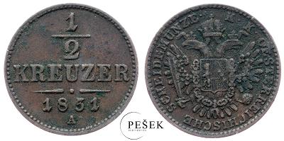 🔥 (Z1255) František Josef I., 1/4 Krejcar 1851 A