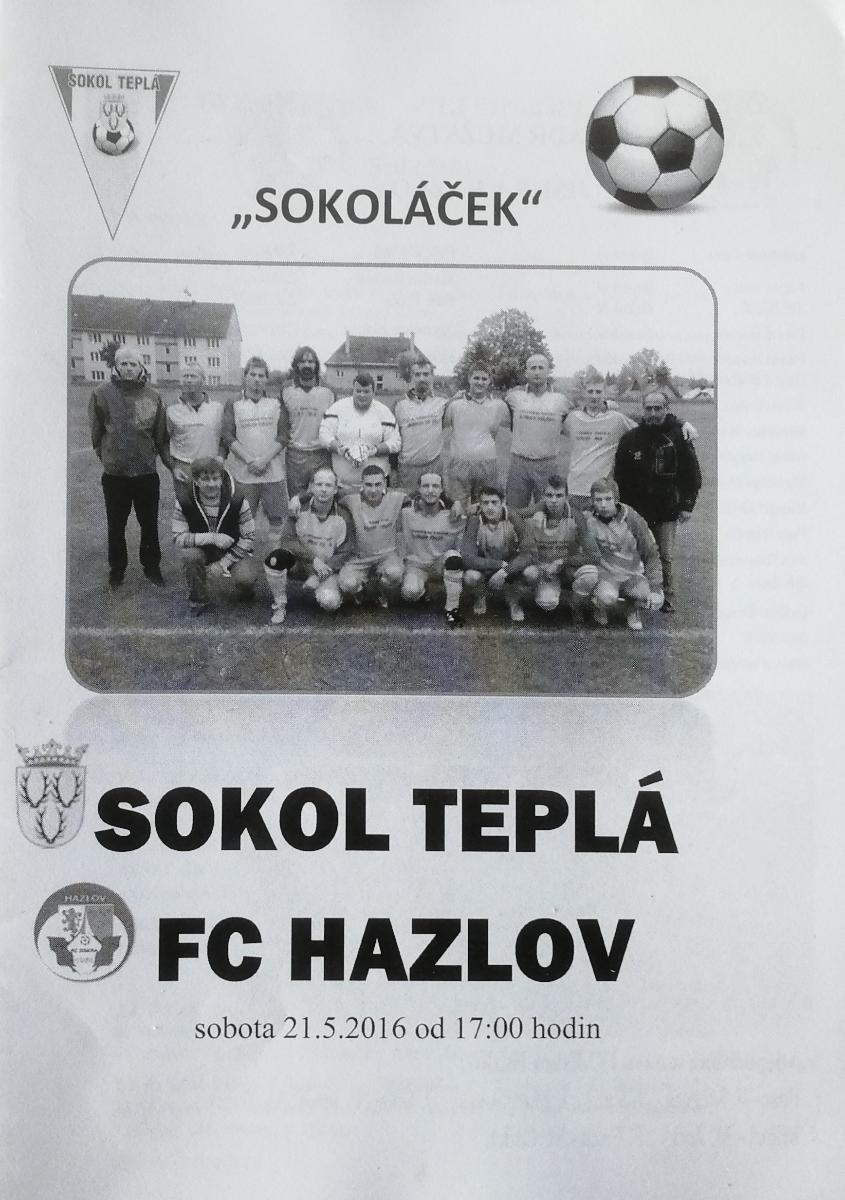 fotbalový program Sokol Teplá - FC Hazlov (2016) - Sběratelství