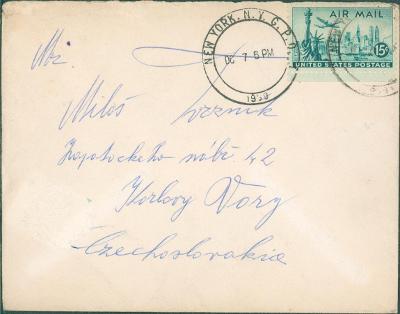 20B303 Dopis New York - Karlovy Vary