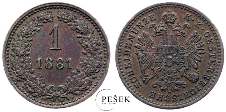🔥 (Z1301) František Josef I., 1 Krejcar 1881 bz - Numismatika