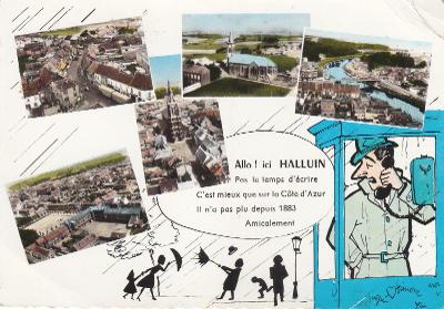 Francie - HALLUIN - oblast Lille - vtipná pohlednice - r. 1970