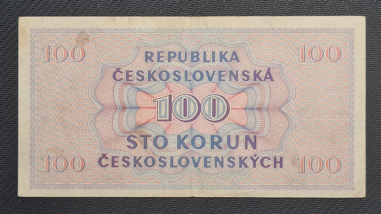 100 Koruna 1945, Nejvzácnější Série H 03 !!! TOP Stav - Bankovky