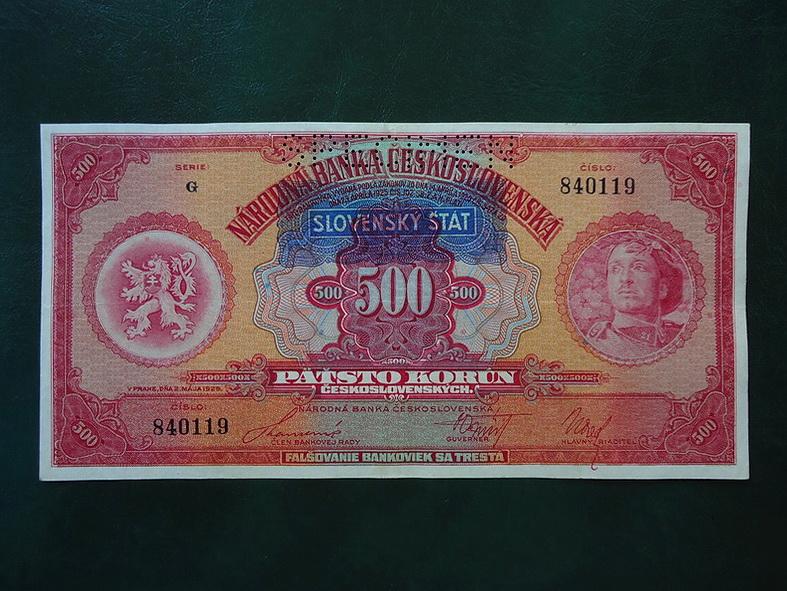 500 Korun 1929 Serie G  Slovensky Stat  Vzacna Moc Hezka - Bankovky