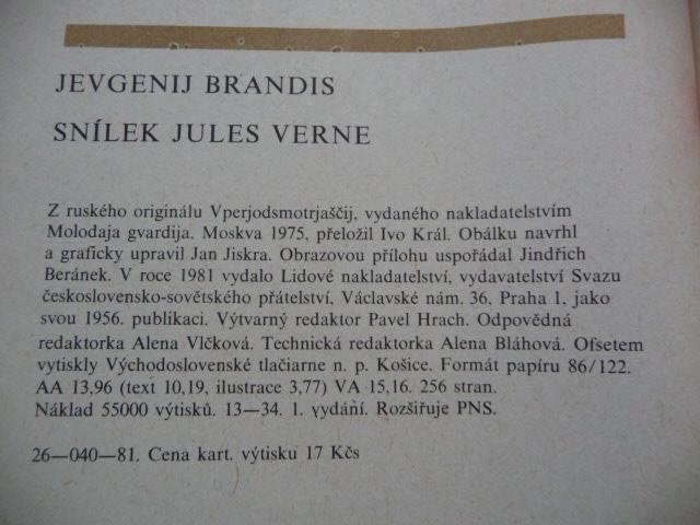 Snílek Jules Verne - Jevgenij Brandis - Lidové nakladatelství 1981 - Knihy a časopisy