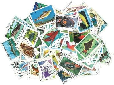 Ryby a mořská fauna - 250 různých razítkovaných známek K02