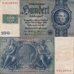 Německo 100 Marek Germany Reich=>DDR; 1948; Pick#7; VF; vzácná! kolek!