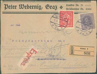13B1122 Firemní dopis Graz - Vinohrady, pouze přední strana