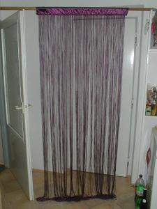 Provázková fialová záclona 240 cm dlouhá, 95 cm šíře - 2 ks