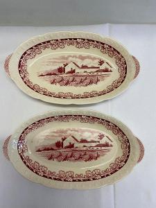 Holandský porcelán Maastricht styl anglický ovalný talířek 2ks