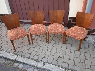 Set 4 úžasných židlí, návrh Jindřich Halabala, tzv. Lízátka