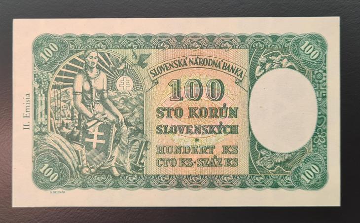 100 Ks 1940, kolek 1945, neperforovaná, vzácná série A 10, stav UNC!! - Bankovky ČSR/ČR