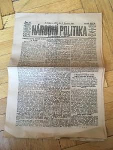 Noviny Národní politika 6. listopadu 1918