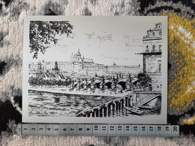 Karlův most - Praha . Obrázek graf. tisk na plechu /č.5