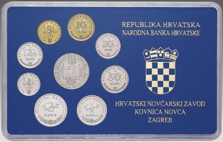 Chorvatsko sada pamatnich mincí v brilantním necirkulovaném stavu