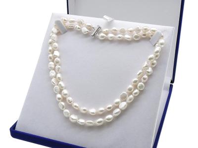 Dvouřadý perlový náhrdelník- stříbrný uzávěr