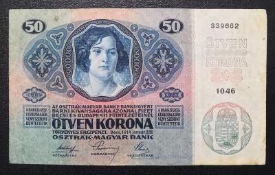 50 korun 1914,krasna,bez pretisku