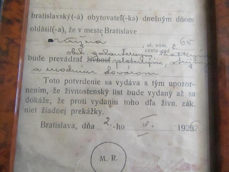 Městský notářský ústav Bratislava 1925/zaskleno