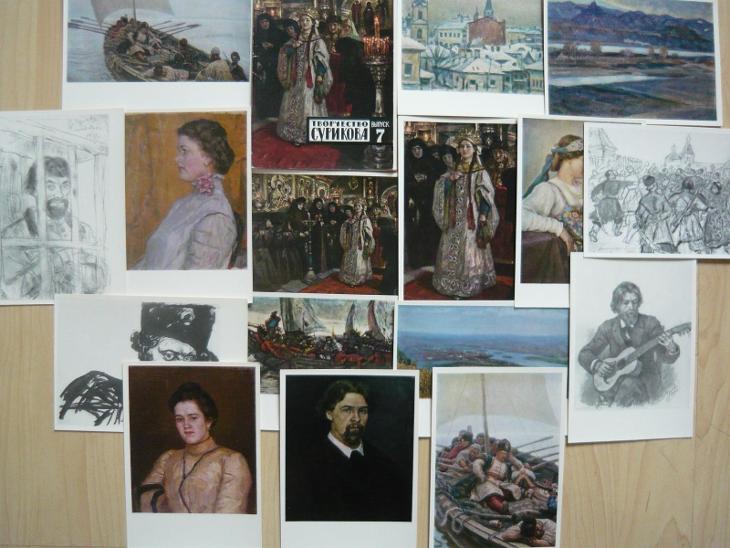 SSSR-Ruské malířství 19. a 20.stol.,sada pohlednic - Pohlednice malířství