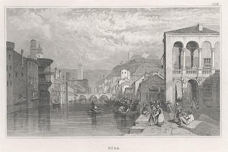 Pisa,  Meyer, oceloryt, 1850 - Mapy a veduty Evropa