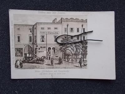 Znojmo Znaim náměstí dle rytiny z roku 1848 Hotel U Zlaté růže