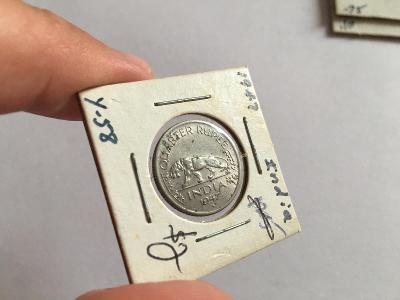 1/4 Rupie 1947 Britská Indie mince 