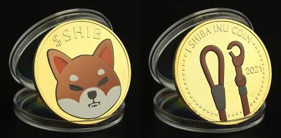 SHIBA INU coin USDT jako BITCOIN krypto měna mince pozlacená
