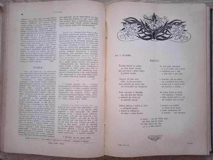 vázaný ZVON - TÝDENÍK BELLETRISTICKÝ A LITERÁRNÍ - ročník 9 rok 1909 - Antikvariát