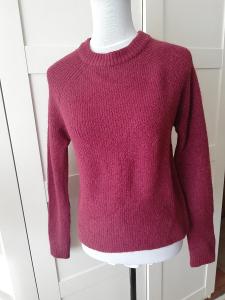 REVIEW-Dámský hřejivý,tmavě červený,pletený svetr,L/XL