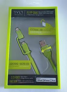 TYLT FLYP-DUO USB nabíjecí / datový LIGHTNING / MICRO USB 1,0m zelený