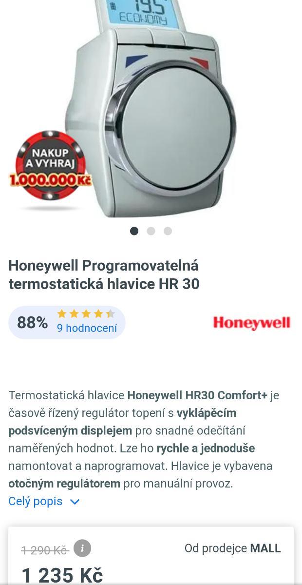 Honeywell Programovatelná termostatická hlavice - Stavebniny