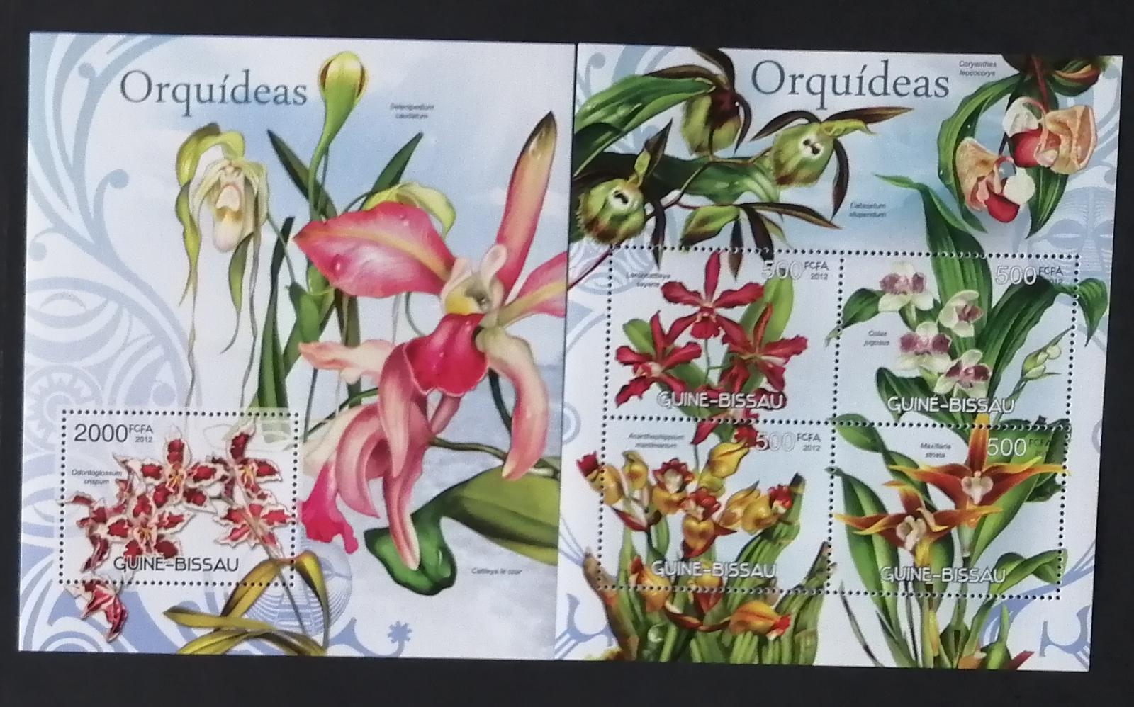 Guinea-Bissau 2012 Mi.6052-5+Bl.1073 16€ Orchideje a květiny, flora  - Známky